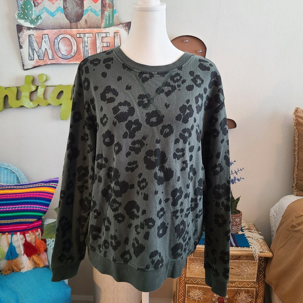 RVCA Leopard Print Crew Neck